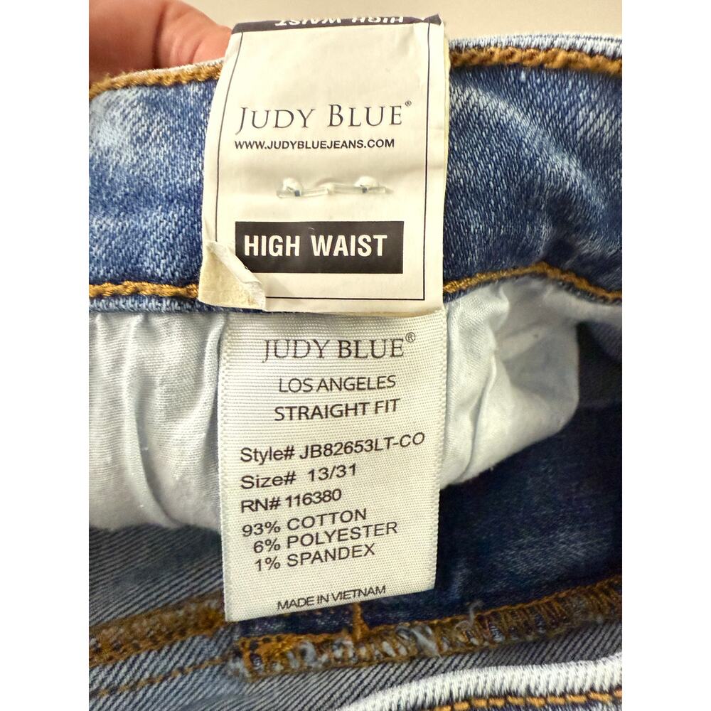 Judy Blue Stonewell High Rise Straight Leg Jeans Light Wash Size 13/31 Stretch - Picture 9 of 13